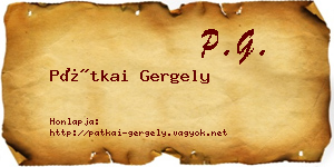 Pátkai Gergely névjegykártya